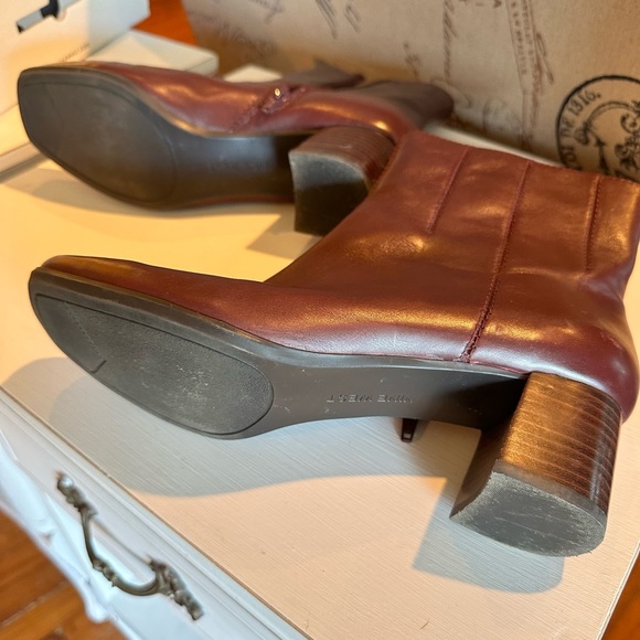 Burgundy SquareToe Nine West Ankle Boots - Picture 5 of 6